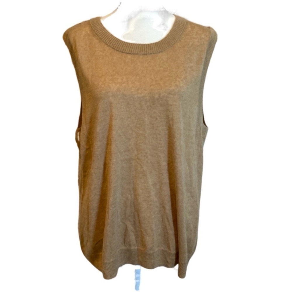 GAP tan sweater vest. Crew-neck. Size Large tall. Lightweight.
